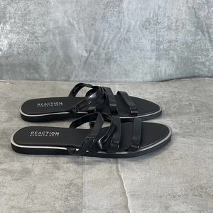 Kenneth Cole Reaction Women's Black Sloan Four Band Slide Flat Sandals SZ 6